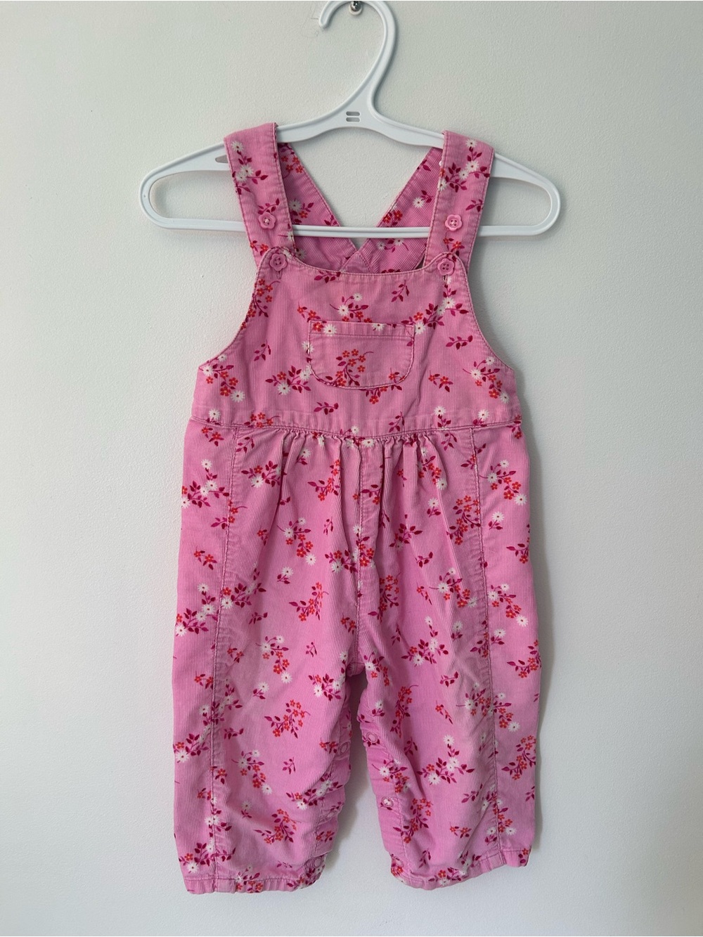 Vintage Pink Floral Corduroy Overalls 90s